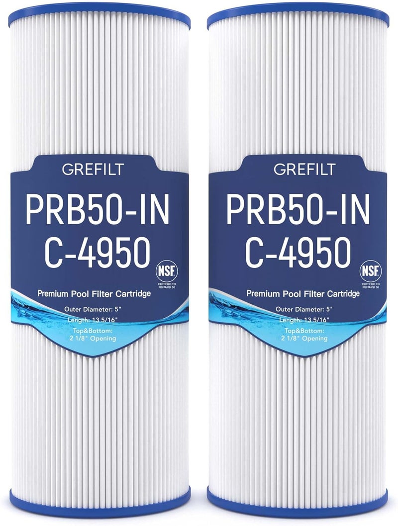 Grefilt Store فلتر حوض الاستحمام C-4950 متوافق مع فلتر PRB50-IN، فلتر Filbur FC-2390، بديل فلتر جاكوزي لجهاز J200، Guardian 413-212-02، 5X13 قابل للإدخال، 50 قدم مربع، عبوة 2 - Image 1